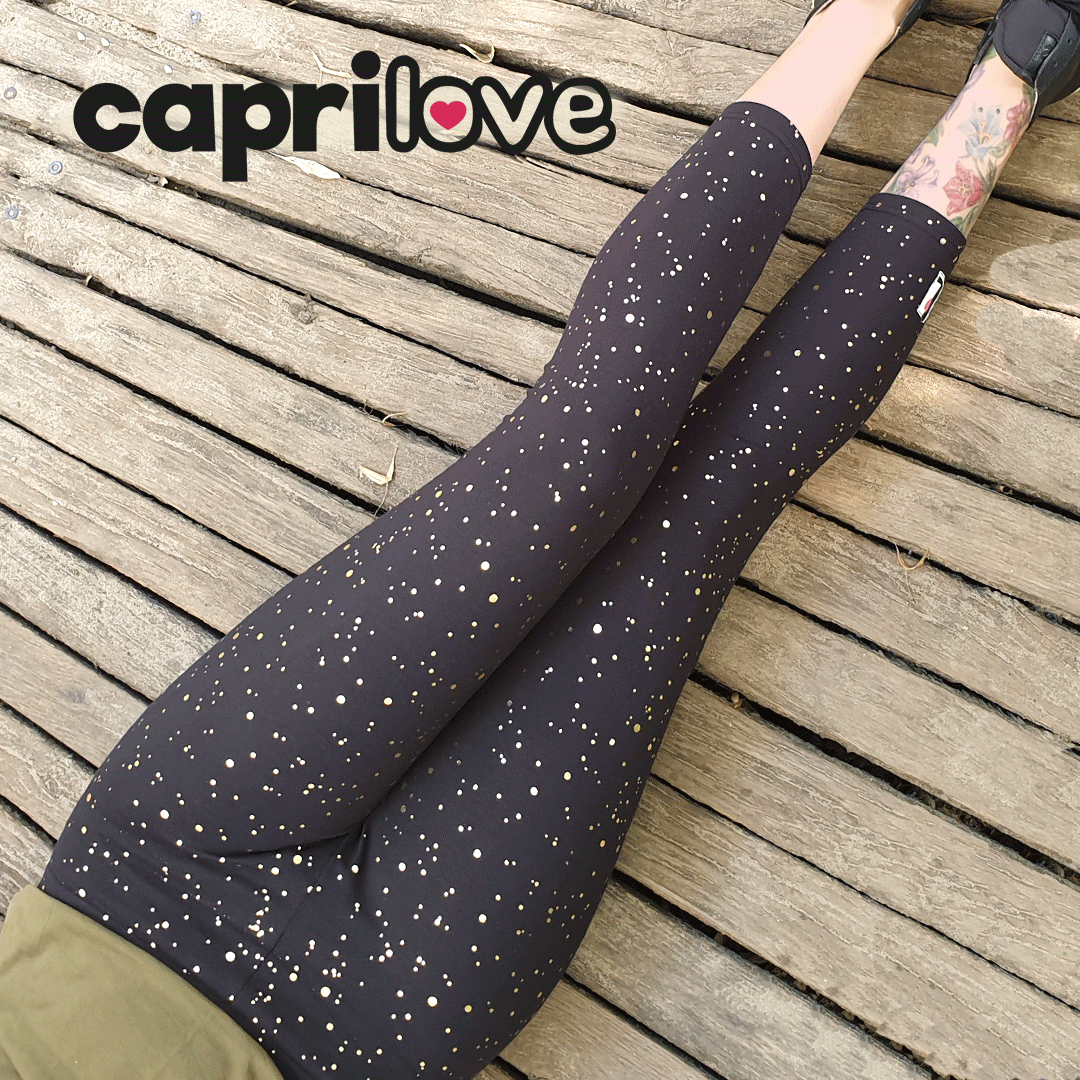 Capri Leggings Glitzer Goldregen
