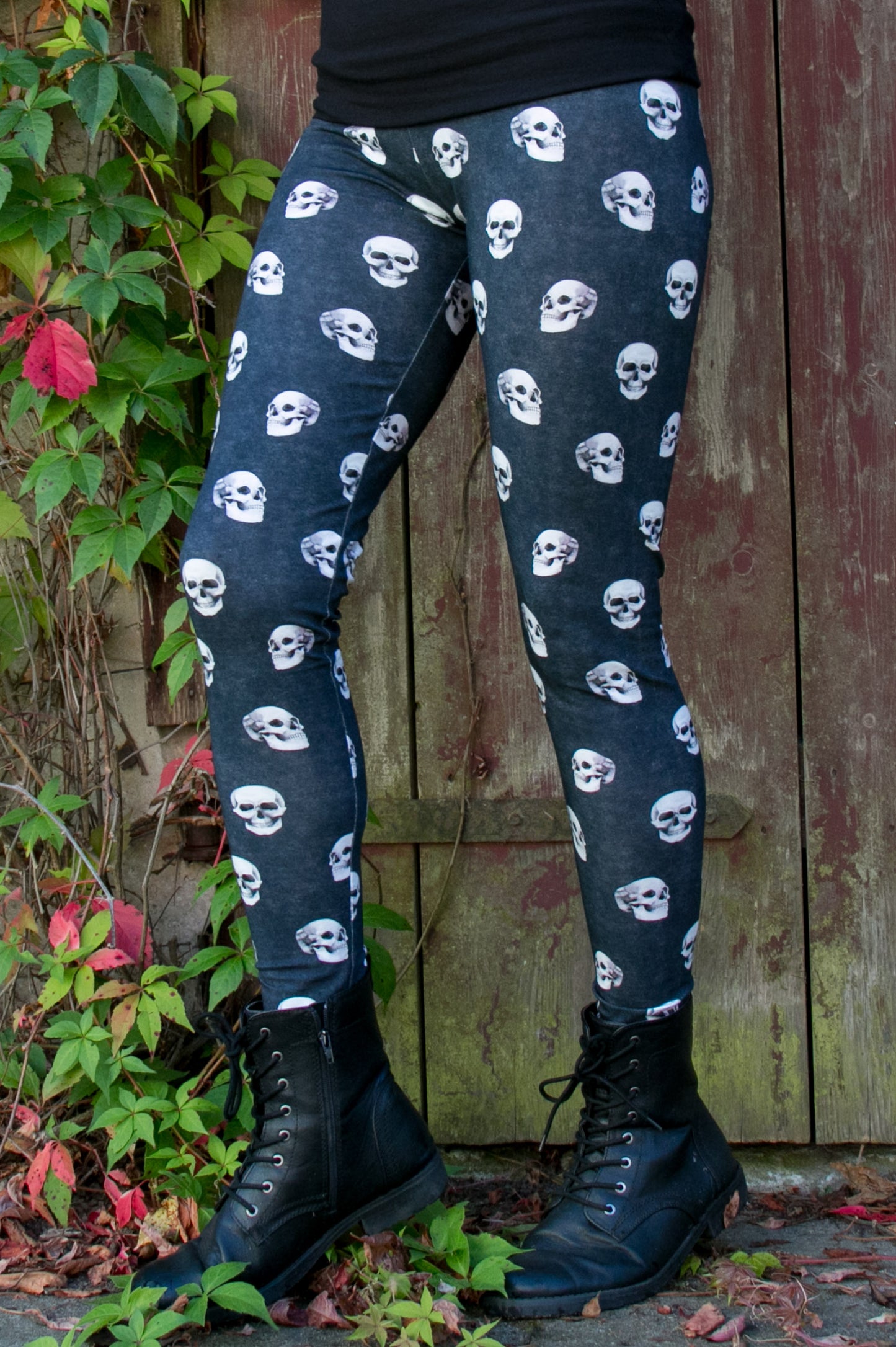 Legging coton tête de mort noir