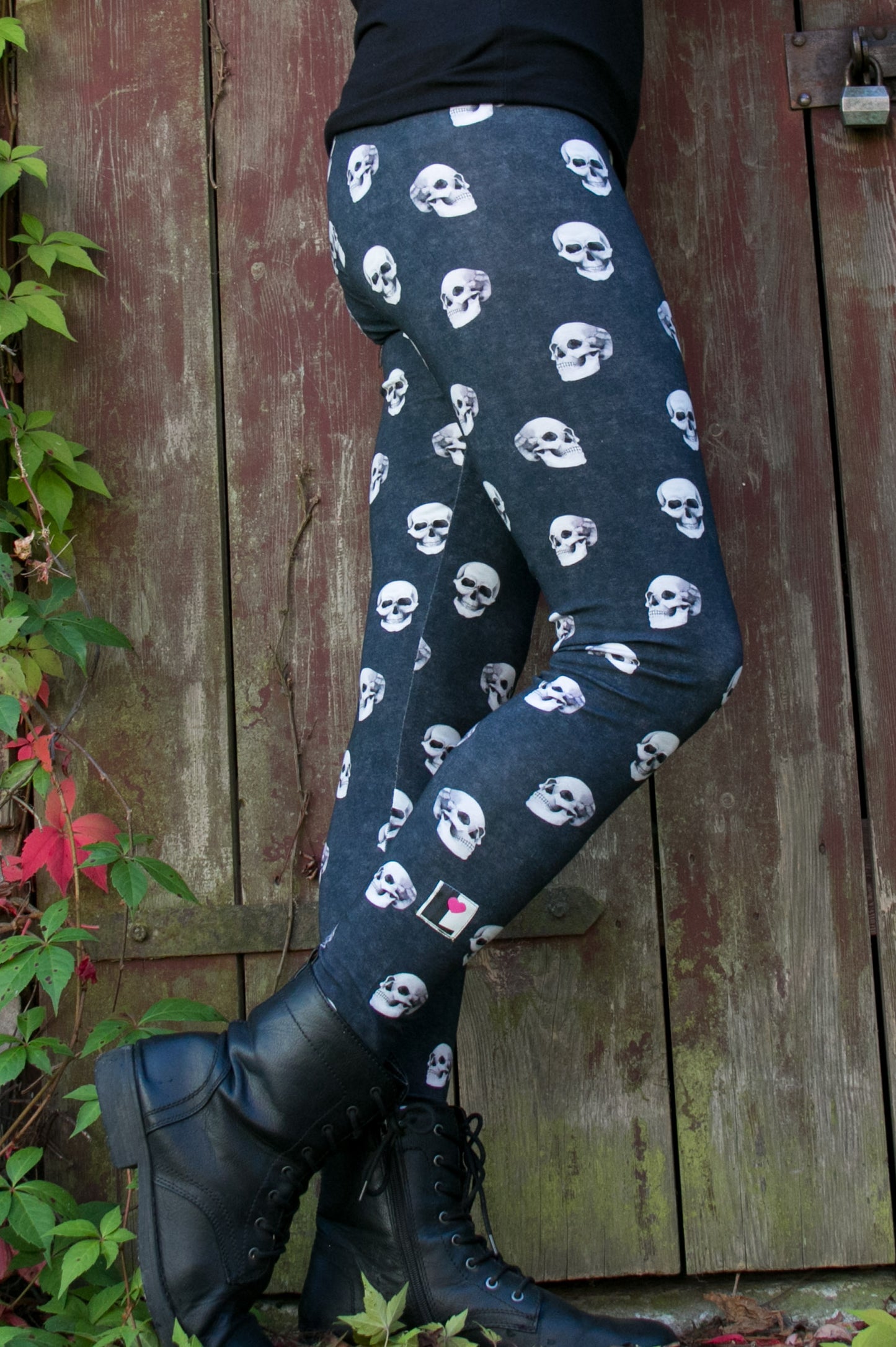 Legging coton tête de mort noir