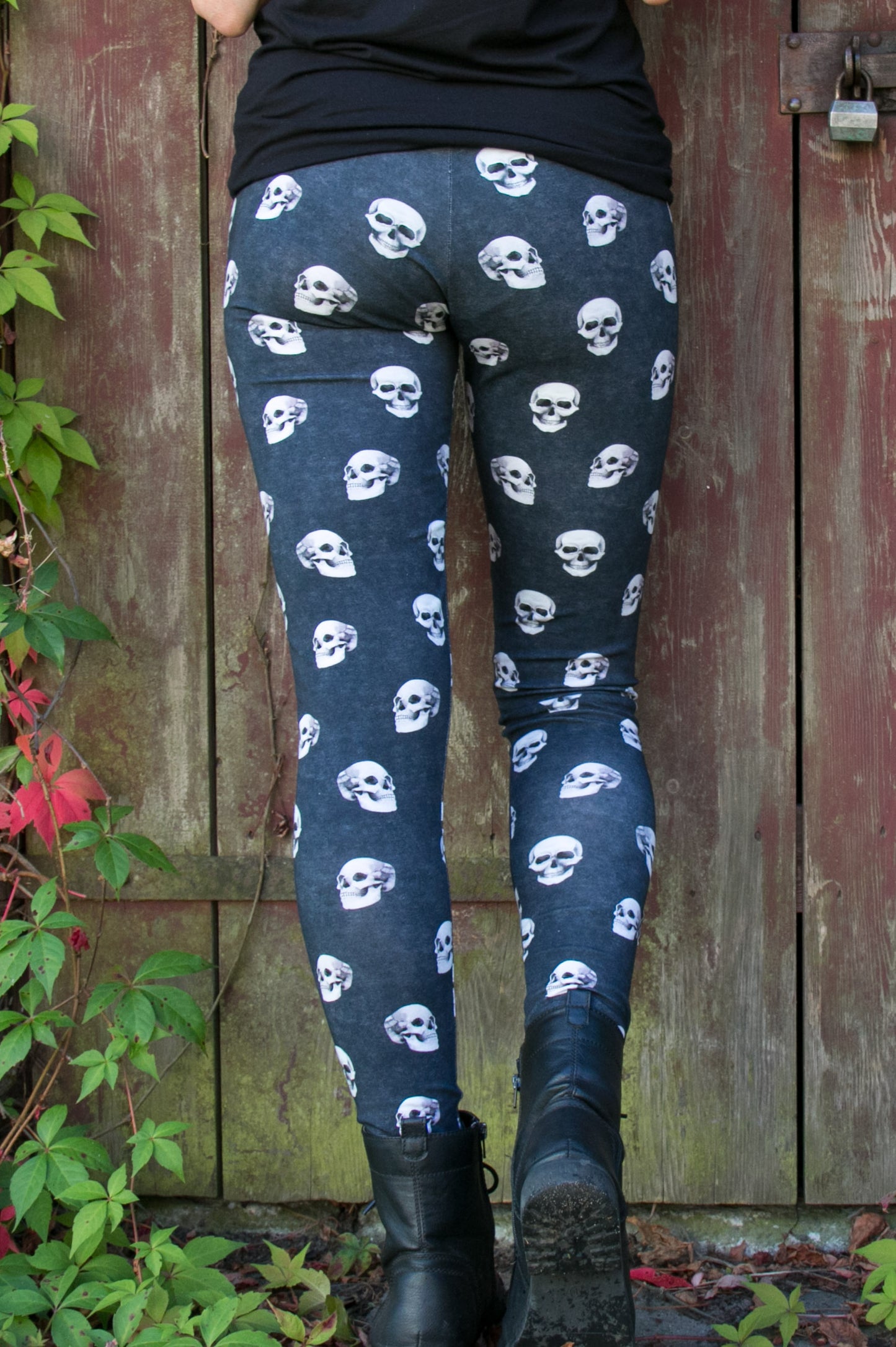 Legging coton tête de mort noir