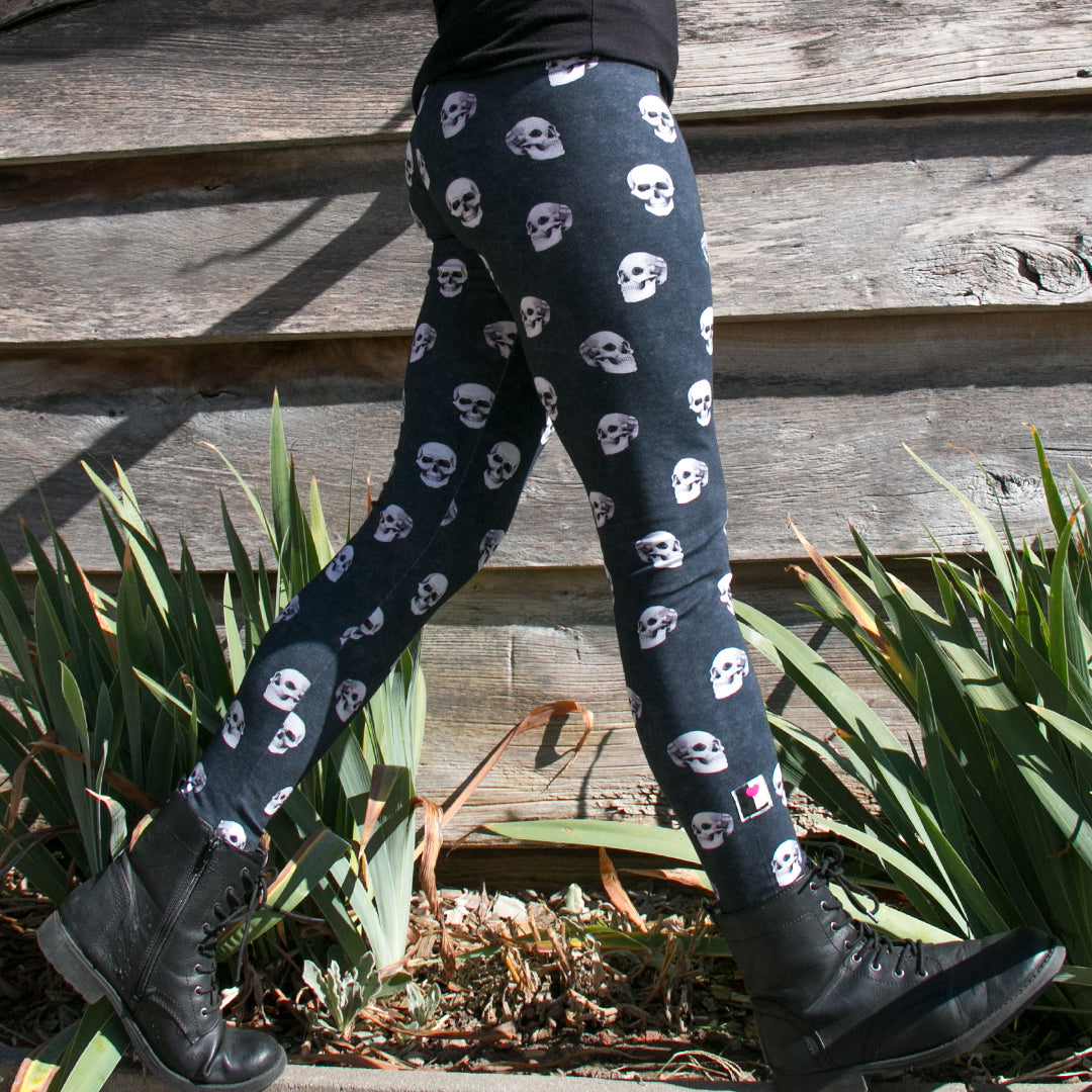 Legging coton tête de mort noir