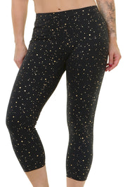 Capri Leggings Glitzer Goldregen