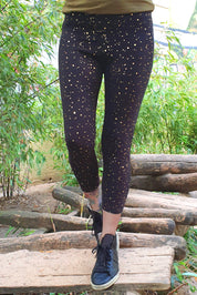 Capri Leggings Glitzer Goldregen