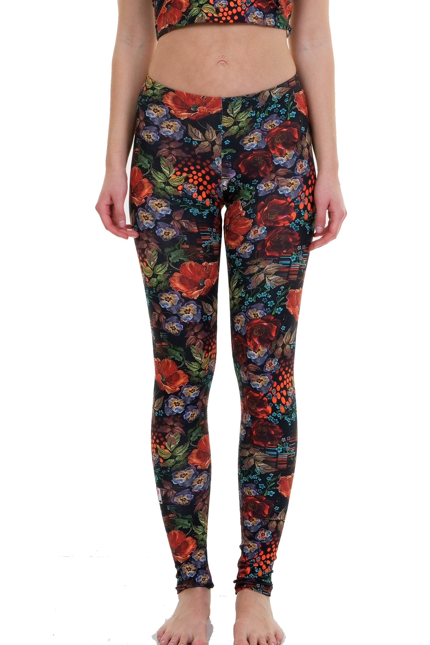 Leggings de jardin de roses fleuries colorées en coton