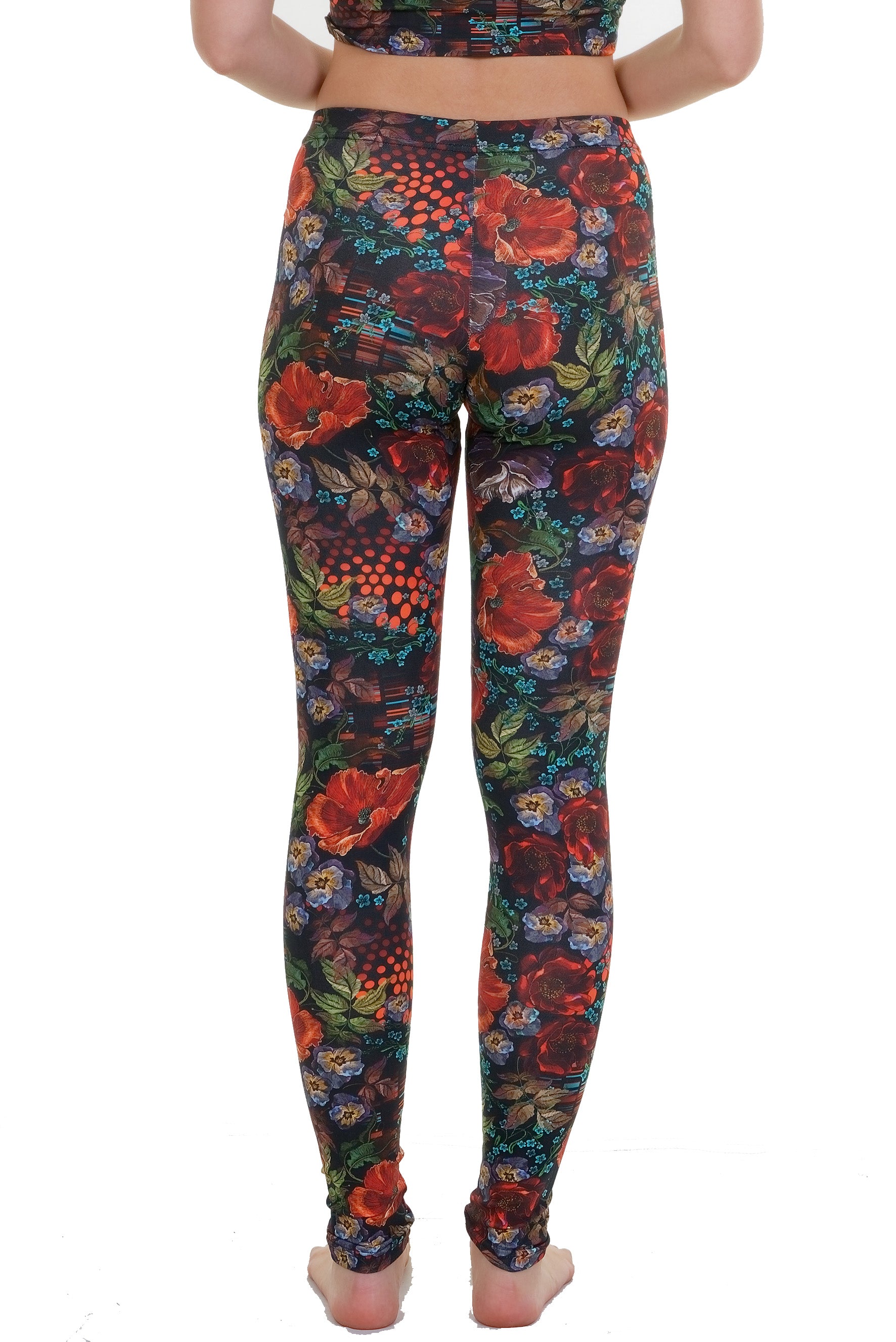 Leggings de jardin de roses fleuries colorées en coton