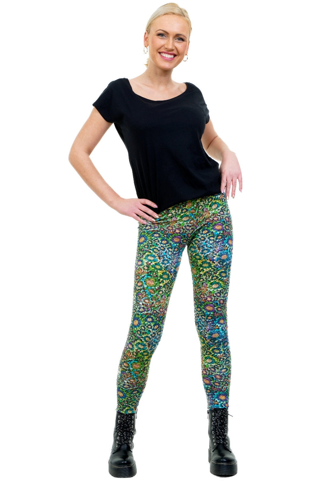 Legging en coton fleuri moelleux