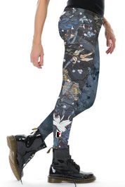 Baumwollleggings blaue Blume