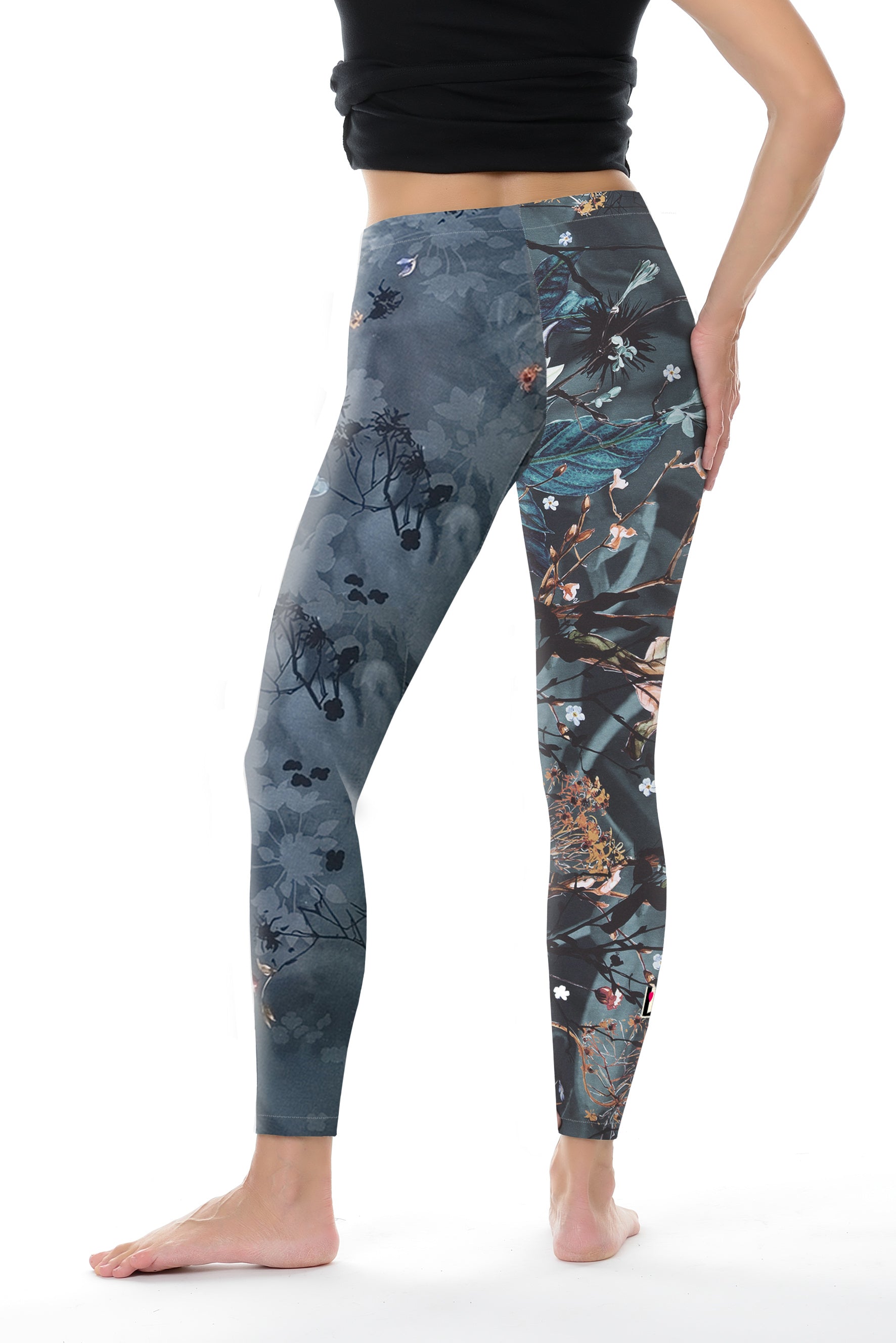 Damenleggings blau Blume