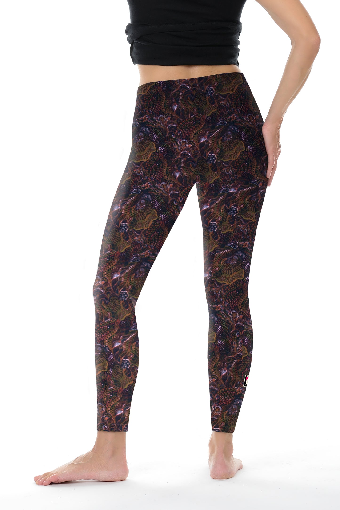 Leggins Retro Muster braun Baumwolle