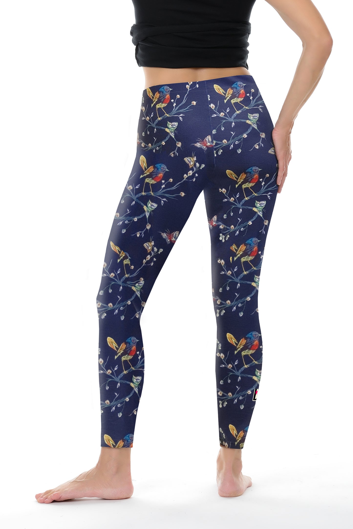 Leggins Vögel blau