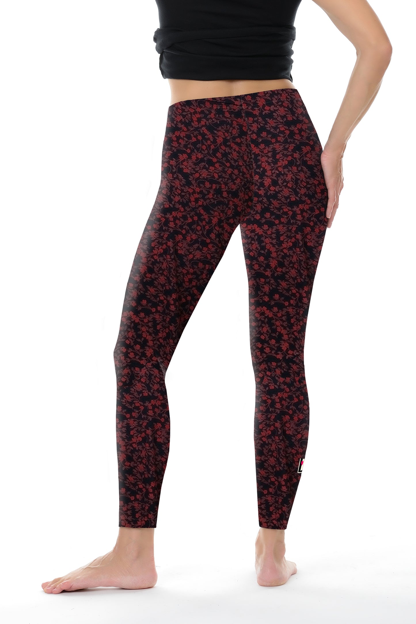 sommerleggins blumen rot schwarz