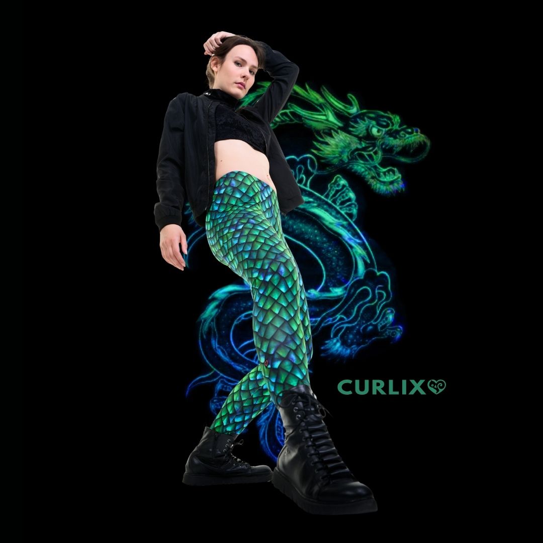 Leggings coton dragon scintillant