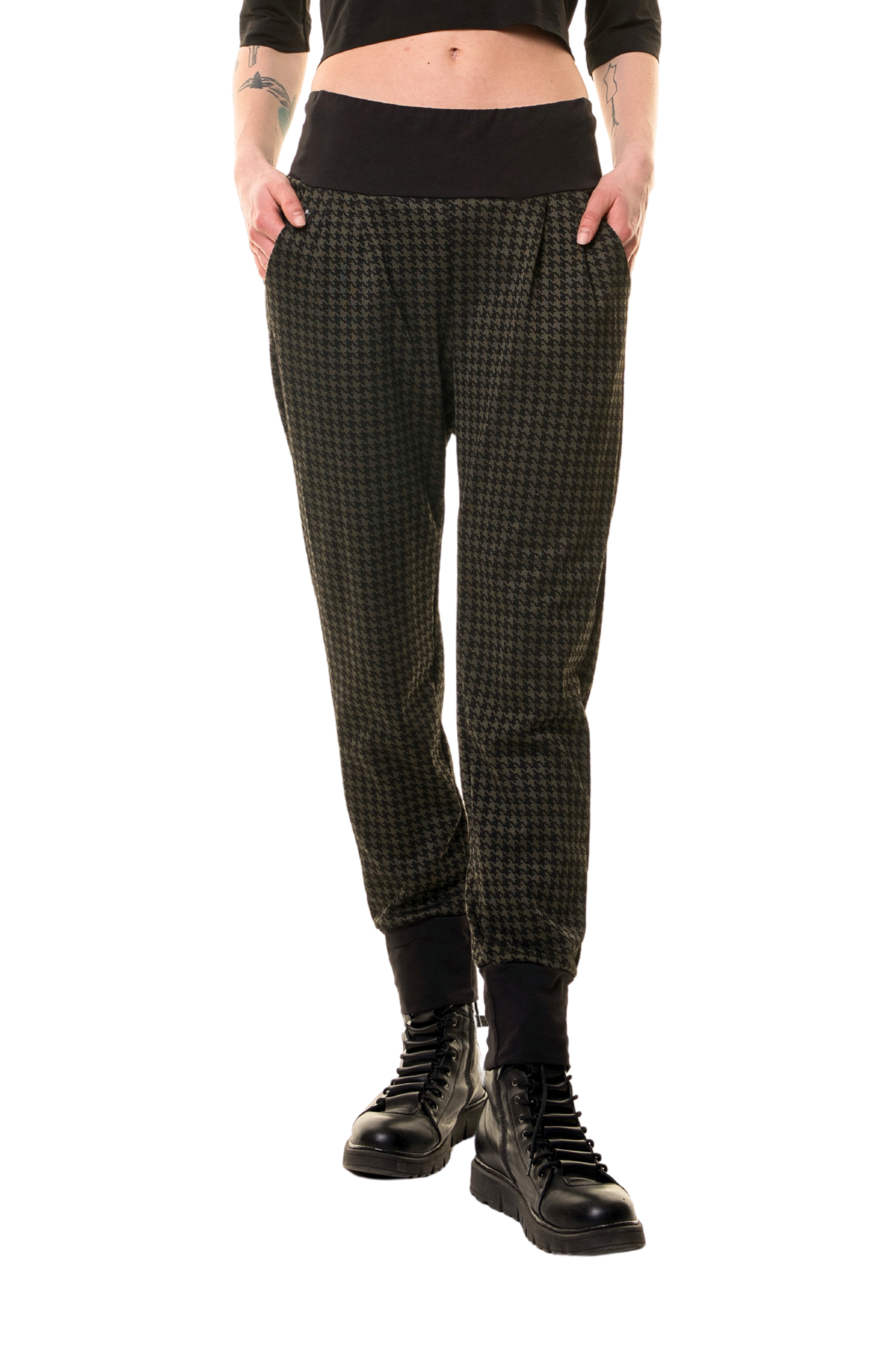 Pantalon ample rétro étoile vert