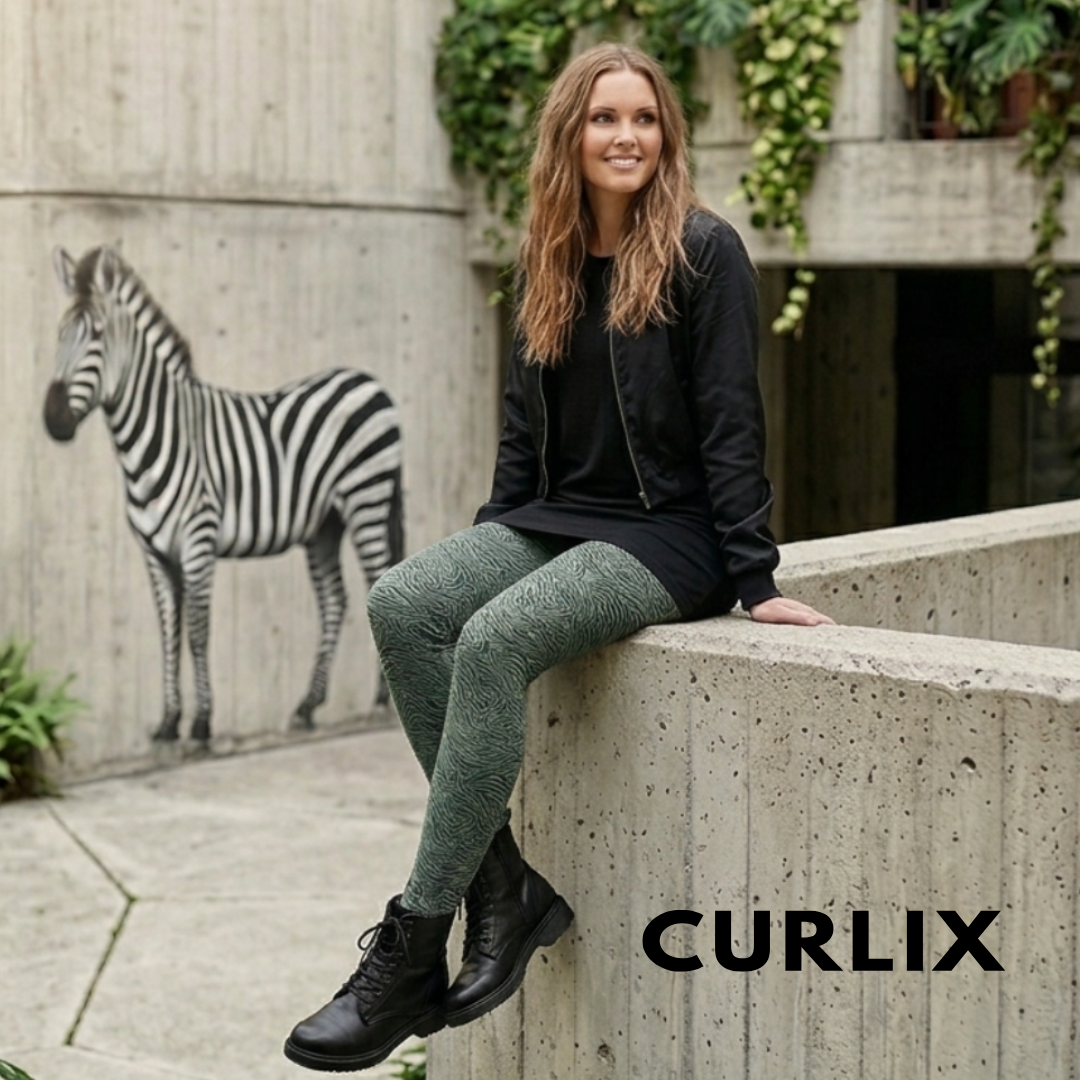 Cotton leggings zebra oliv