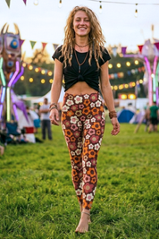 Baumwoll Leggings retro Flower