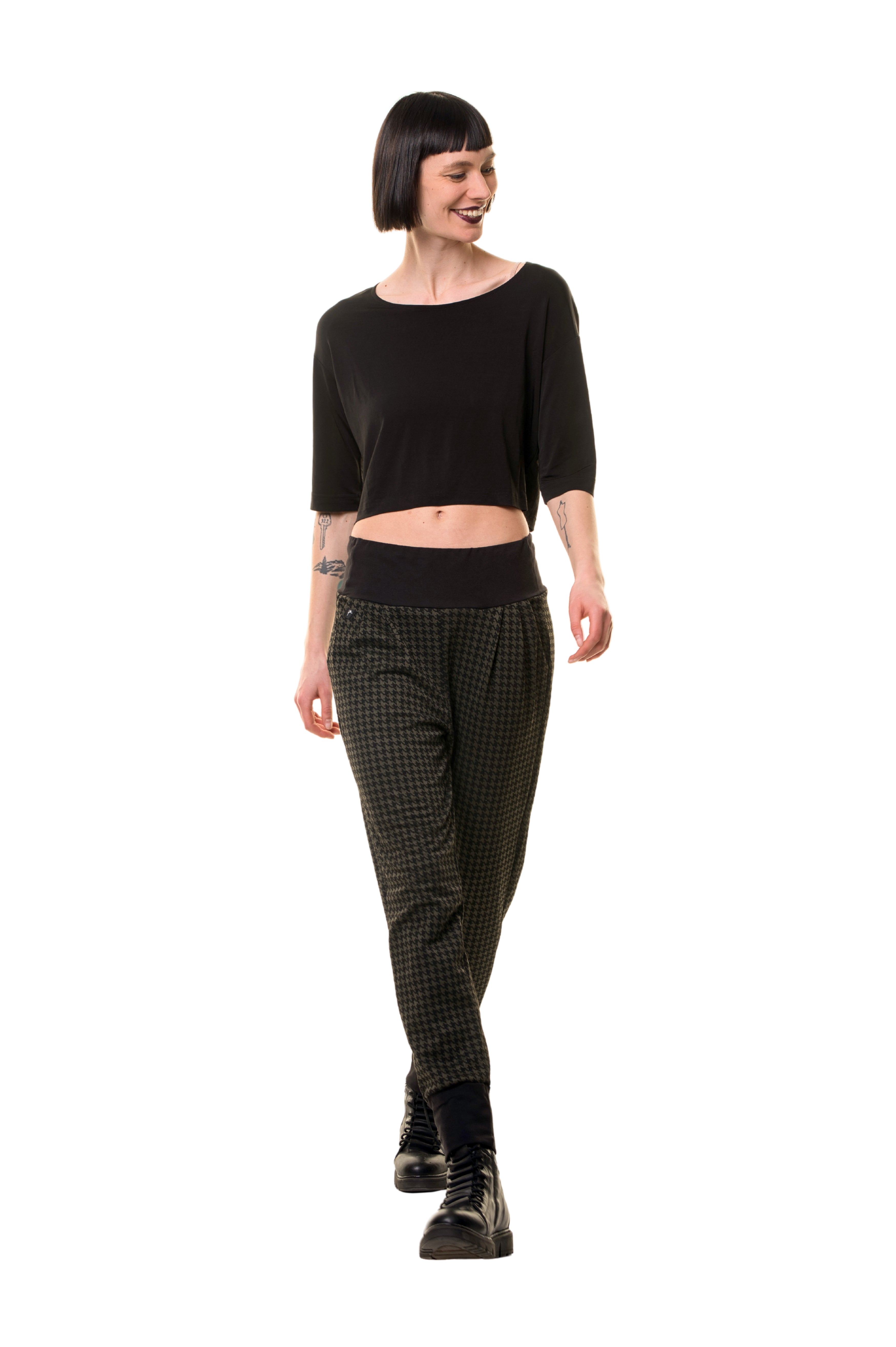 Pantalon ample rétro étoile vert