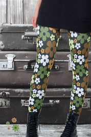 cool days Leggings Baumwolle retro flower oliv