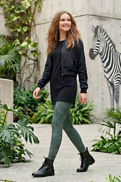 Cotton leggings zebra oliv