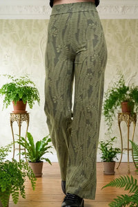 Pantaloni Marlene in cotone – pantaloni ampi in tinta evergreen - XS