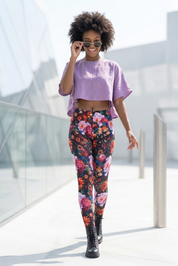 Cotton leggings, night meadow