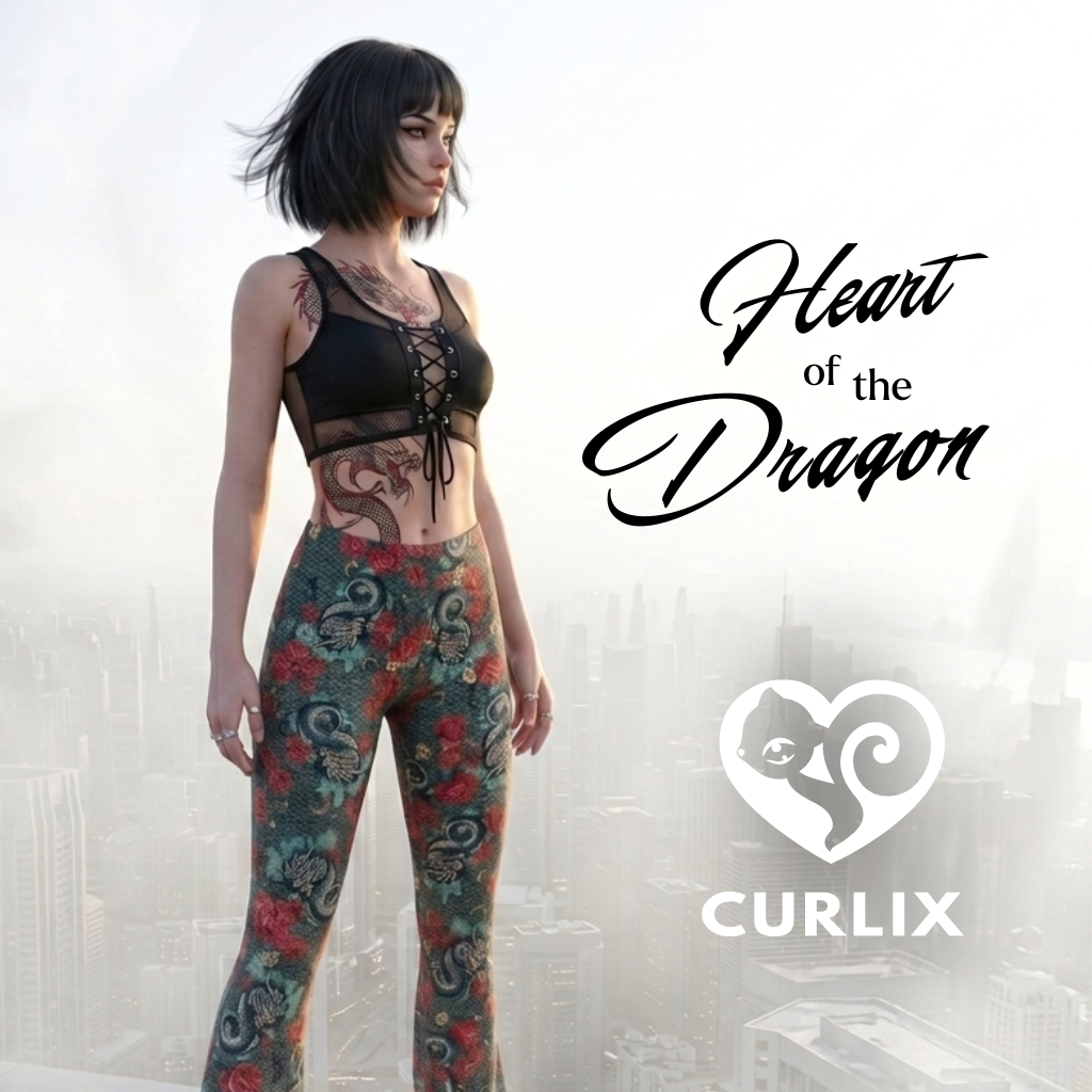 Flare Leggings - Dragon & Roses