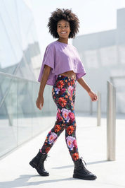 Cotton leggings, night meadow