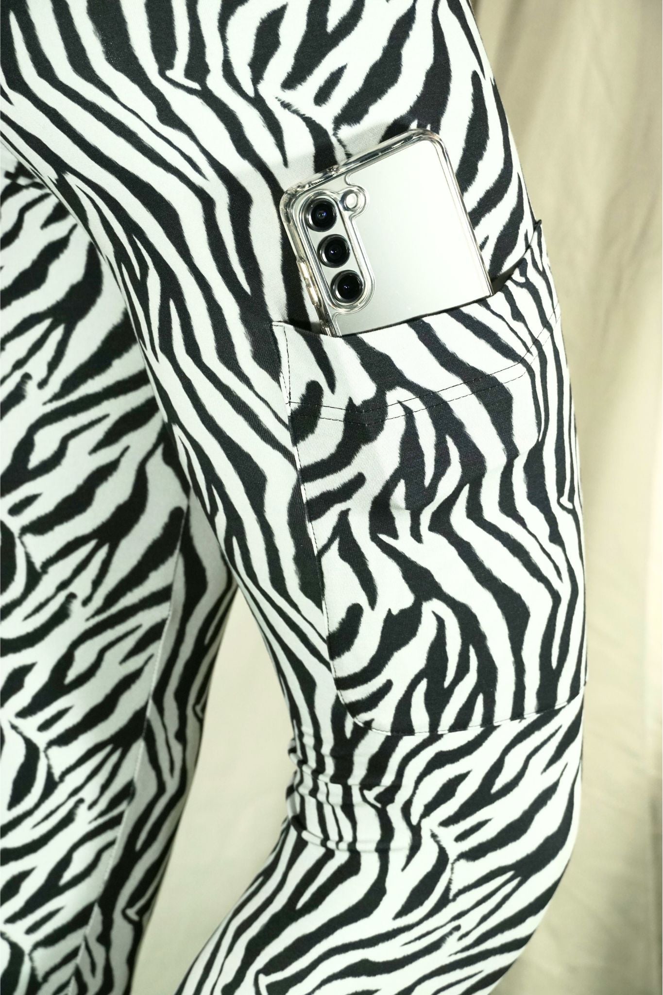 Baumwoll Leggings zebra tasche