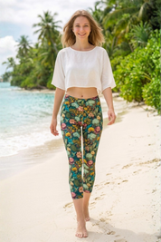 3/4 Leggings Sommer Blumenmeer
