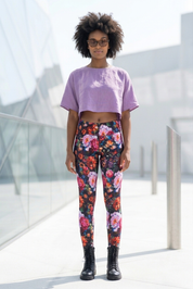 Cotton leggings, night meadow