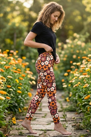 Baumwoll Leggings retro Flower
