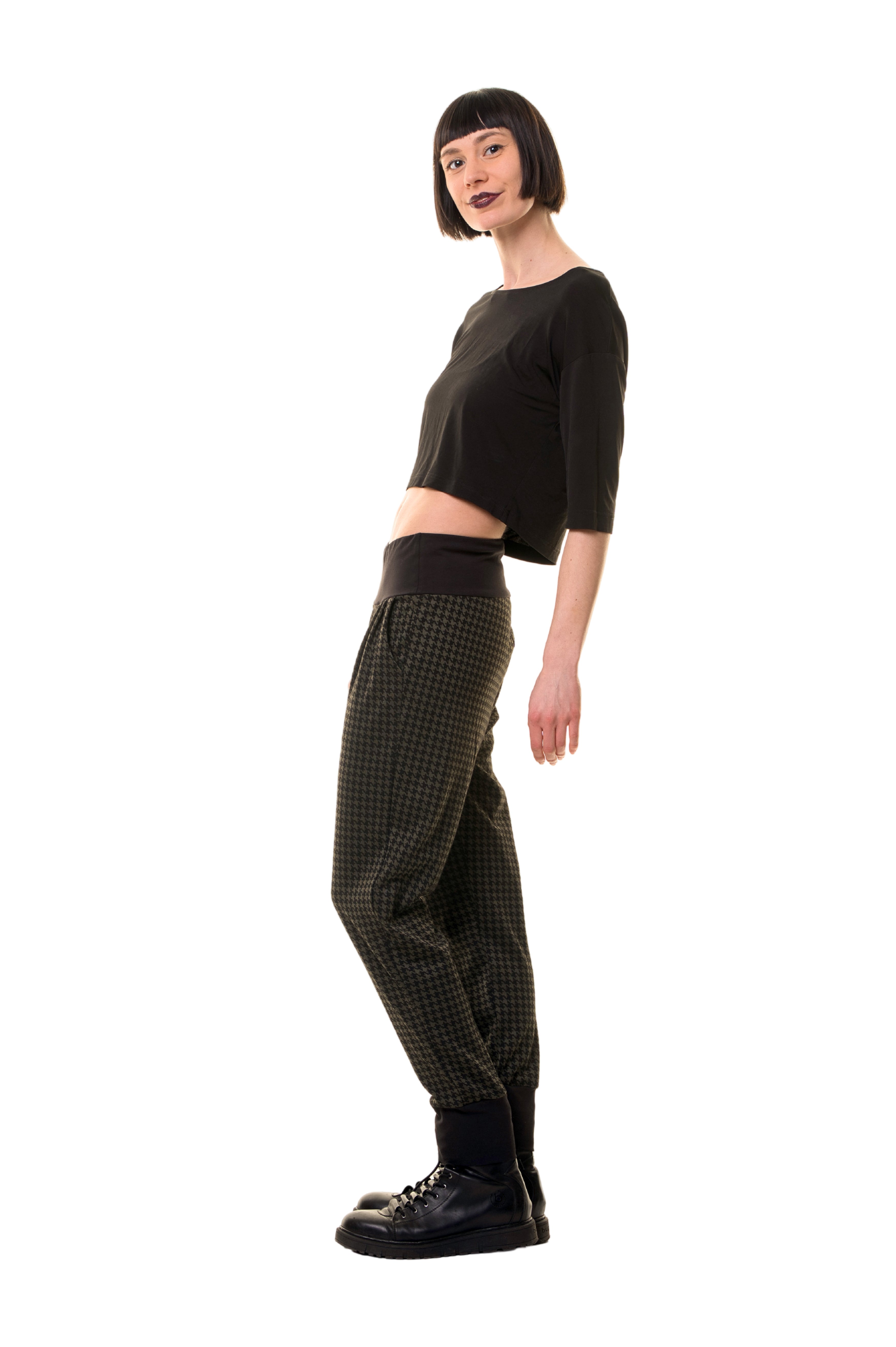 Pantalon ample rétro étoile vert
