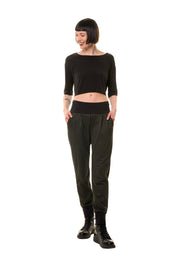 Pantalon ample rétro étoile vert