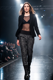 Baggy Hose Damen in Schwarz-Grau mit Glitzer-Finish