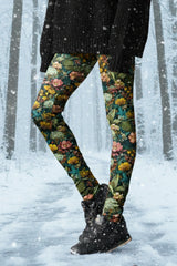 Winter leggings with floral design