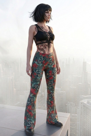 Flare Leggings - Dragon & Roses