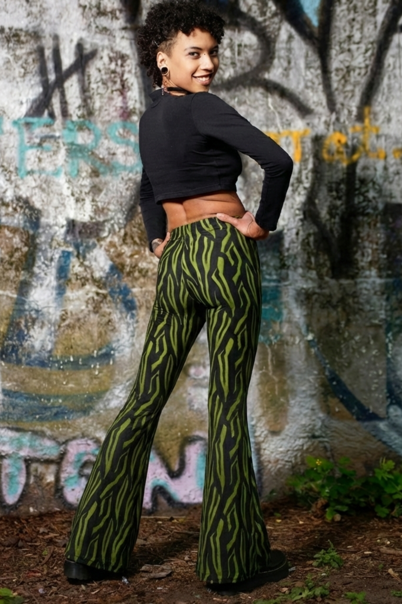 Winter Flare Leggings - Zebra Oliv