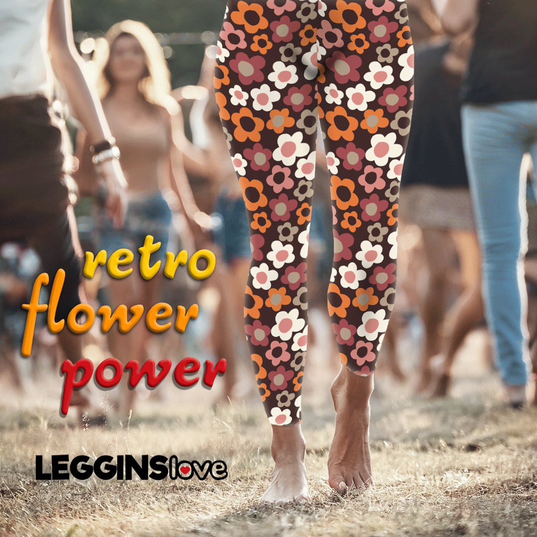 Baumwoll Leggings retro Flower