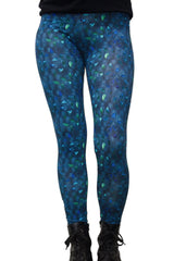 Cotton leggings blue leaf