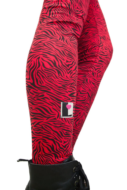 Cotton leggings red zebra