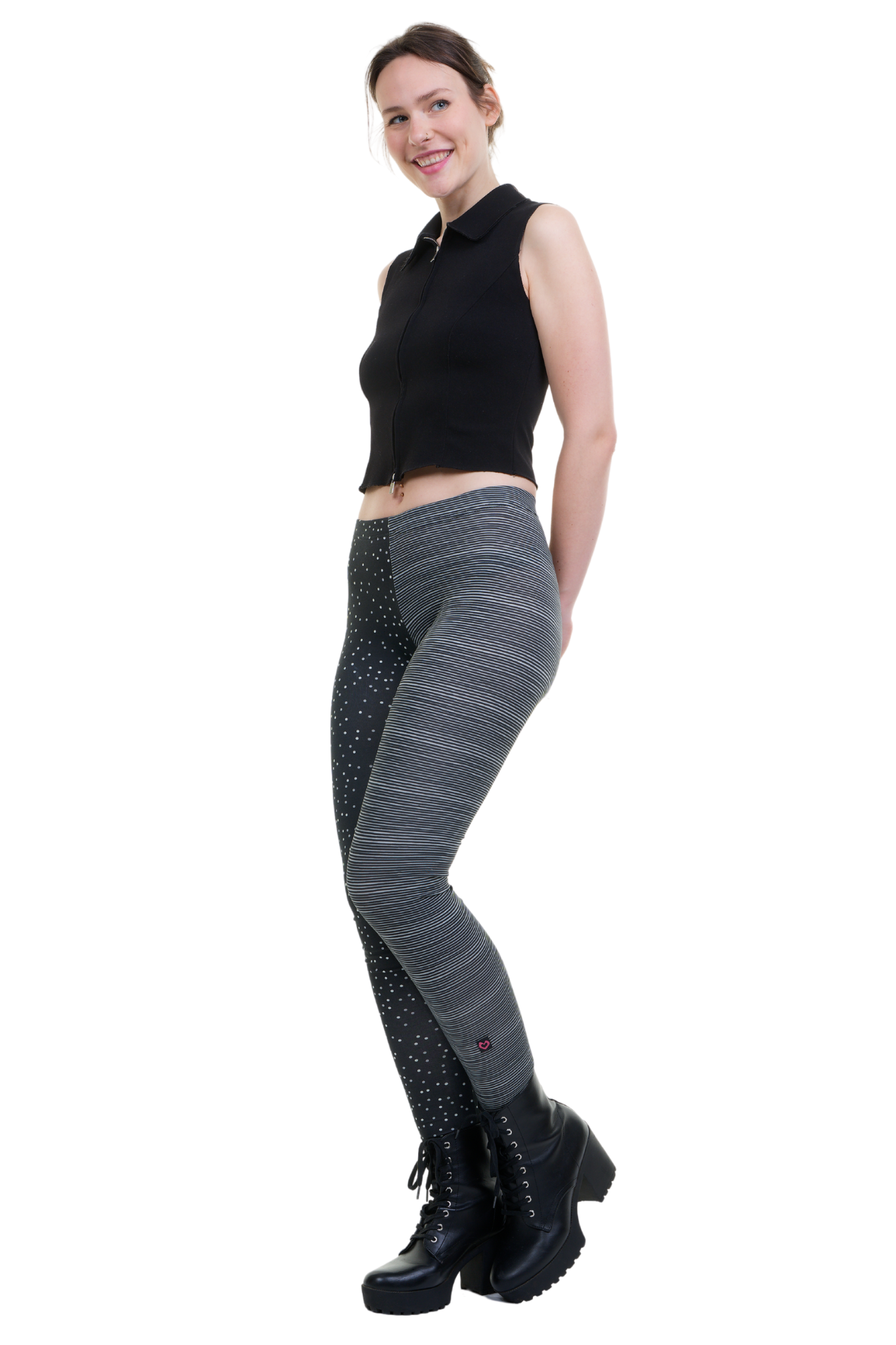 Baumwoll Leggings Harlekin Streifpunkt