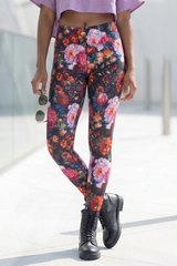 Cotton leggings, night meadow