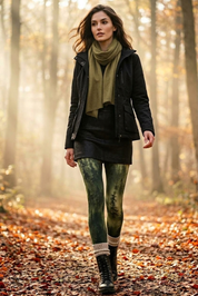 cool days Leggings Nebelwald aus warmer Baumwolle, Detail des Wald-Prints