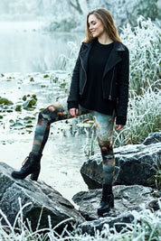 Dicke Baumwoll-Leggings mit Seerosen-Print