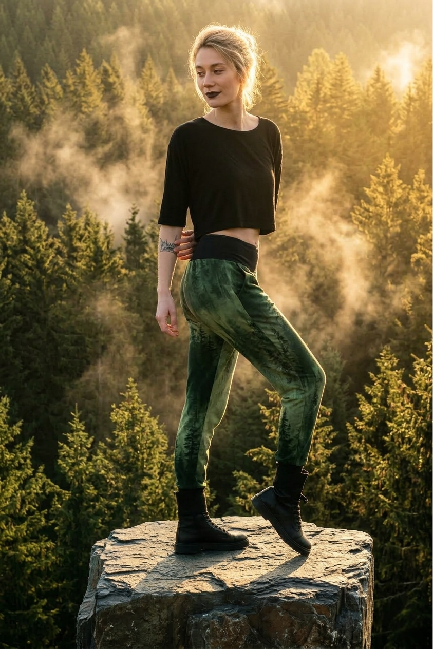 Lässiger Streetwear Look mit der Curlix Baggy Hose in Sage Green und Sneakern