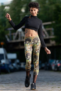 3/4 legging happy hippie olijf - XS