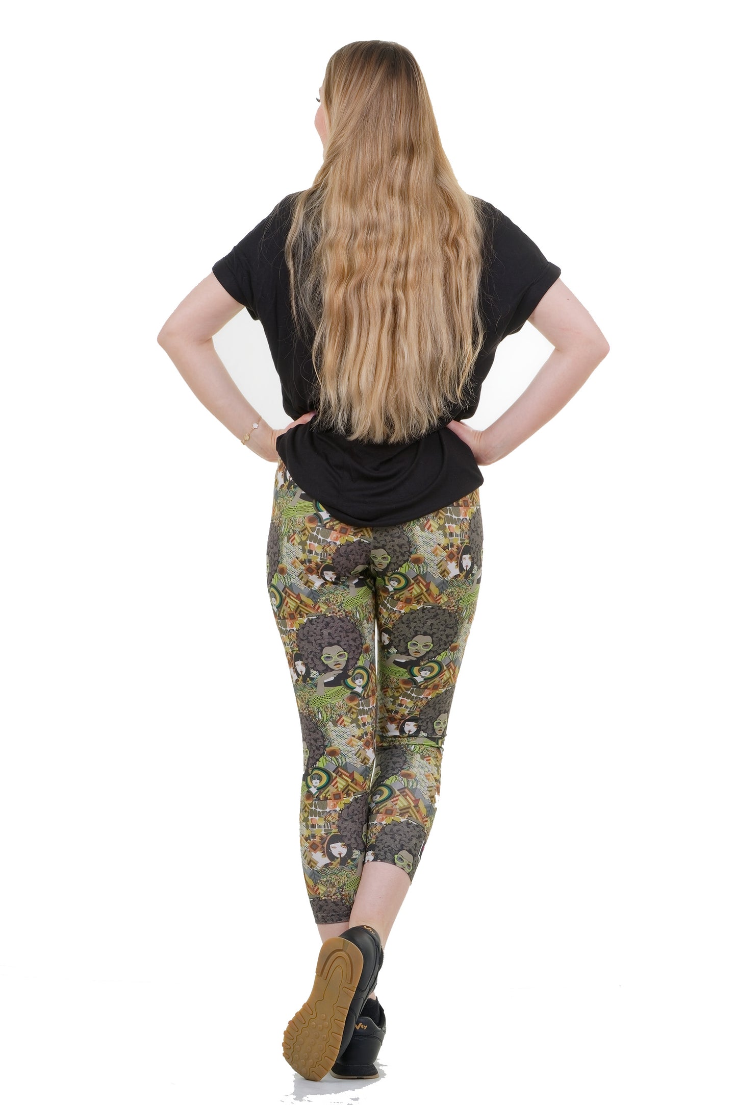 3/4 Leggings happy hippie oliv