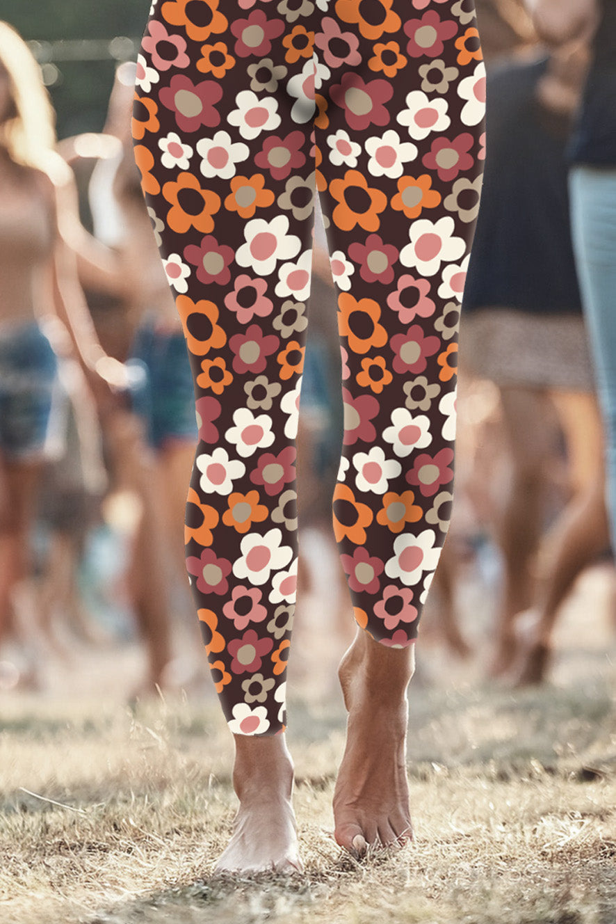 Legging en coton fleurs rétro