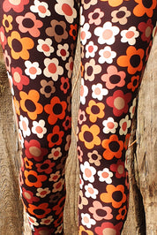 Legging en coton fleurs rétro