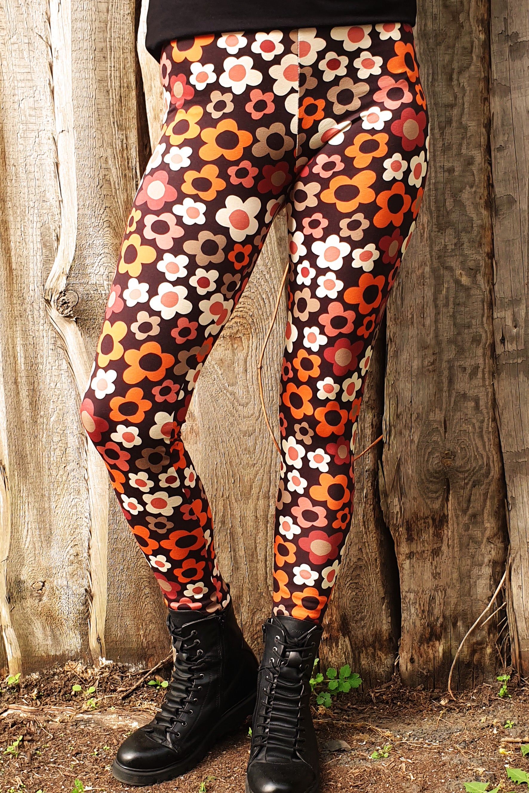 Baumwoll Leggings retro Flower