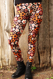 Legging en coton fleurs rétro